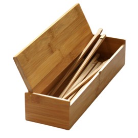 Uccellino Bamboo Case with Lid Chopsticks Case Chopsticks Case Spoon Fork Restaurant Tabletop Cutlery Case Commercial Store (1 Piece)