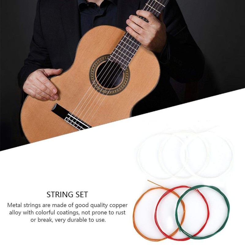 Pack of 6 Metal Guitar Strings, Nylon Guitar Strings, Acoustic