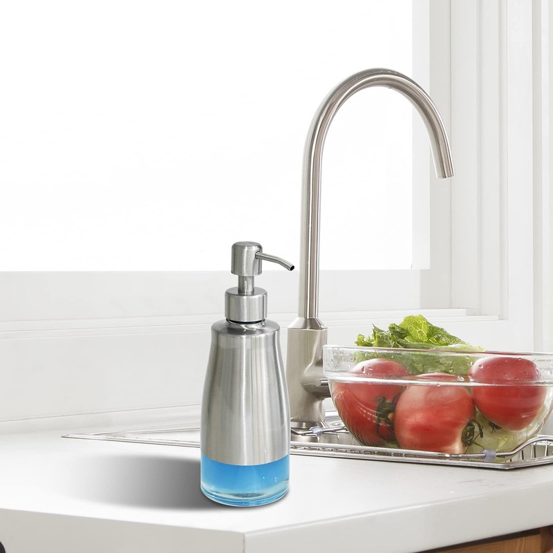 AUMIO Dish Soap Dispenser with Stickers, Stainless Steel Body &