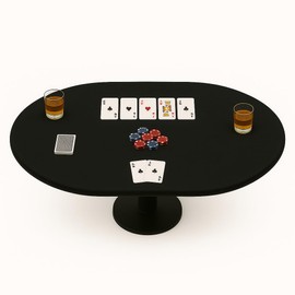 Felt Card Table Game Cover Tablecloth Elastic Fitted Fits Oval Tables Round Tables 36 to 48 inches (Black, Oval)