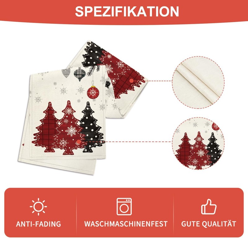 Artoid Mode Red Trees Christmas Decoration Christmas Table Runner Winter