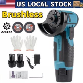 Zistel 12V Brushless Cordless Angle Grinder Set with Li-ion Battery & Charger & Discs