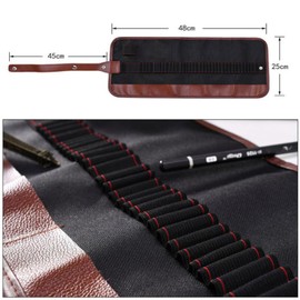 BE-TOOL Canvas Pencil Wrap Case, 72 Slots Portable Pencil Roll Holder Storage Pouch for School Office Art Supply