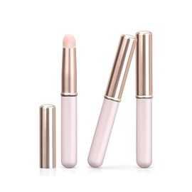 UNIMEIX 3 Pack Lip Blending Brush with Lid, Round Head Lipstick Smudge Brush Spot Concealer Brush Professional Lip Gloss Applicators for Lipstick Gloss Creams (Pink)