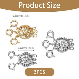 Set of 3 Layering Clasps, Necklace Clasp, Gold, Necklace Layer Clasp Separator, Necklace Clasps, Multiple Clasps for DIY, Multiple Strands, Necklace Clasps, Stackable