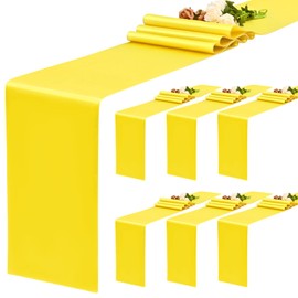 YMHPRIDE 6 Pack Yellow Table Runner Satin Table Runner, 12x72 Inch Long Silk Table Runner for Wedding Party Birthday Banquet Table Decoration - Yellow