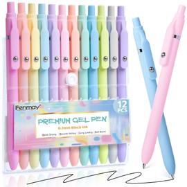 Fenmay Gel Pens, 12 Pcs Black Ink Pens 0.7mm Medium Point| Quick Dry No Smudge, Smooth Writing, Retractable Cute Aesthetic Pens for Journaling Note Taking School Office Supplies