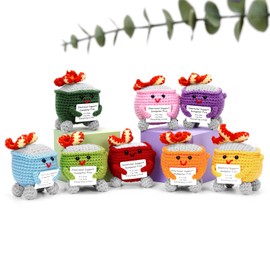 8PCS Mini Emotional Support Dumpster Fire Crochet Positive Funny Office Decor Small Birthday Gifts for Women Men Coworkers Cute Stuff Things Inspirational Gifts for Home Girlfriend Boyfriend