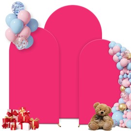 Set of 3 Wedding Arch Cover, 7.2ft, 6.6ft, 6ft White Spandex Arch Covers Stretchy Backdrop, Round Top Chiara Backdrop Cover for Wedding Birthday Party Baby Shower Banquet Decoration (Peach)