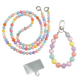SDXCJY Beaded Phone Bracelet Strap,Beaded Phone Bracelet Strap short wrist,cell phone cord for hanging, universal reversal band including. (Colorful)