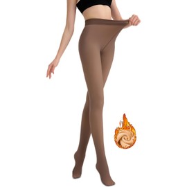 BTkviseQat Thermal Tights for Women, Tights Women's Winter, Lined Tights (DE/NL/SE/PL, Alphanumeric, S, M, Regular, Regular, Coffee Clear, 220 g, for 5 ~ 20 ℃), Transparent coffee, 220 g, for 5 ~ 20