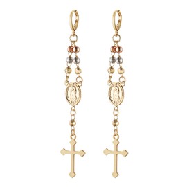 HZMAN Gold Cross Earrings for Women Virgin Mary Dangle Drop Earrings