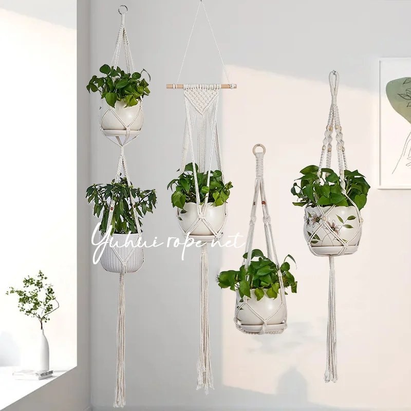 WeedGuard Outdoor Plant Hanger Macrame – Handcrafted Knotted Lifting Rope