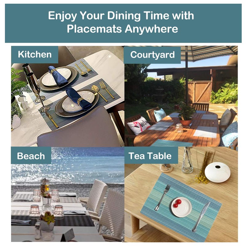Placemats Set of 4 for Dining Table, Washable Woven Vinyl