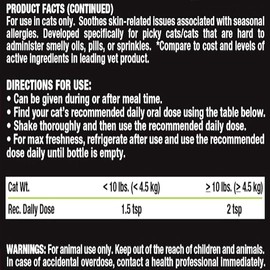 Liquid-Vet Advanced Itch + Allergy Supplements for Cats with Omega 3s + MSM + Hyaluronic Acid Skin + Coat Seasonal Skin Allergies