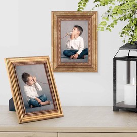 PHOTOLINI Baroque Antique Picture Frame Solid Wood with Glass Pane and Accessories/Photo Frame/Baroque