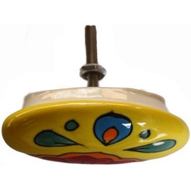 Fine Crafts Imports Oval Canary Talavera Ceramic Drawer Knob