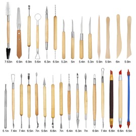 Clay Sculpting Tools,YZNlife Set of 30 Pottery Tools Clay Modelling Tools Kit Wood Clay Carving Tools Set with Storage Bag,Apron and Sleeves