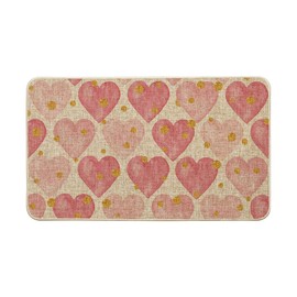 Artoid Mode Bling Bling Pink Love Heart Valentines Doormat, Home Decor Low-Profile Switch Rug Door Mat for Indoor Outdoor 17x29 Inch