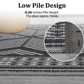 COZYLOOM Area Rug 8x10 Washable Rugs for Living Room Rug Neutral Rug Non-Slip, Ultra Soft Modern Geometric Rug Farmhouse Low Pile Design Printed Carpet for Dining Room Bedroom Office Home Decor Black