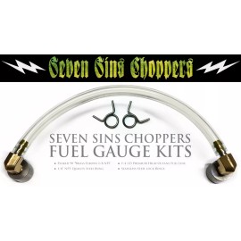 Seven Sins Choppers CLEAR 1/4 in. ID Streamliner Fuel Gauge Gas Oil Tanks Chopper Harley Hotrod