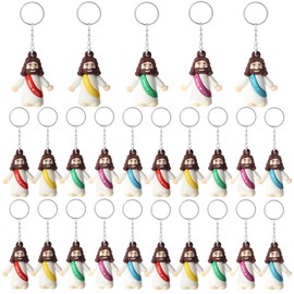 25 Pack Little Jesus Figurines Keychains, Christian Little Jesus Figures Printed With Jesus Love You Hanging With Keyrings For Hide and Seek Religious Party Favors, Baptism Easter Festival Presents