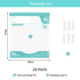 Sous Vide Bags Reusable, Vacuum Food Storage Bags 20 pcs (11.8 * 13.4in) Comes with 6 Sealing Sliders Thicken PA&PE material Double zipper Long-lasting freshness bag for Cooking, Food Storage