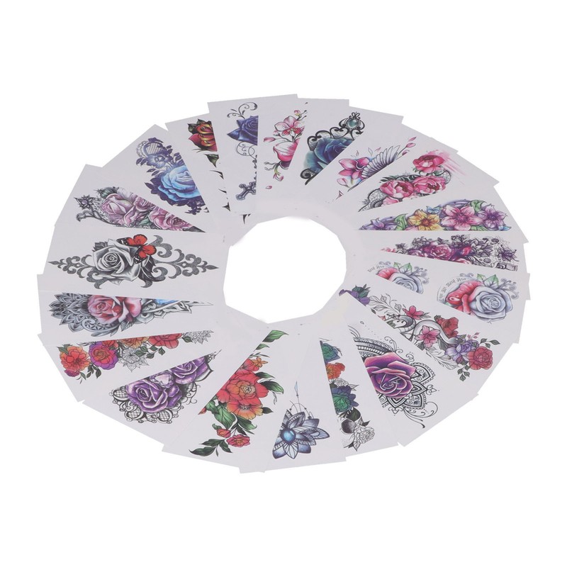20pcs Temporary Tattoos Stickers Waterproof Long Lasting Flower Fake Tattoo