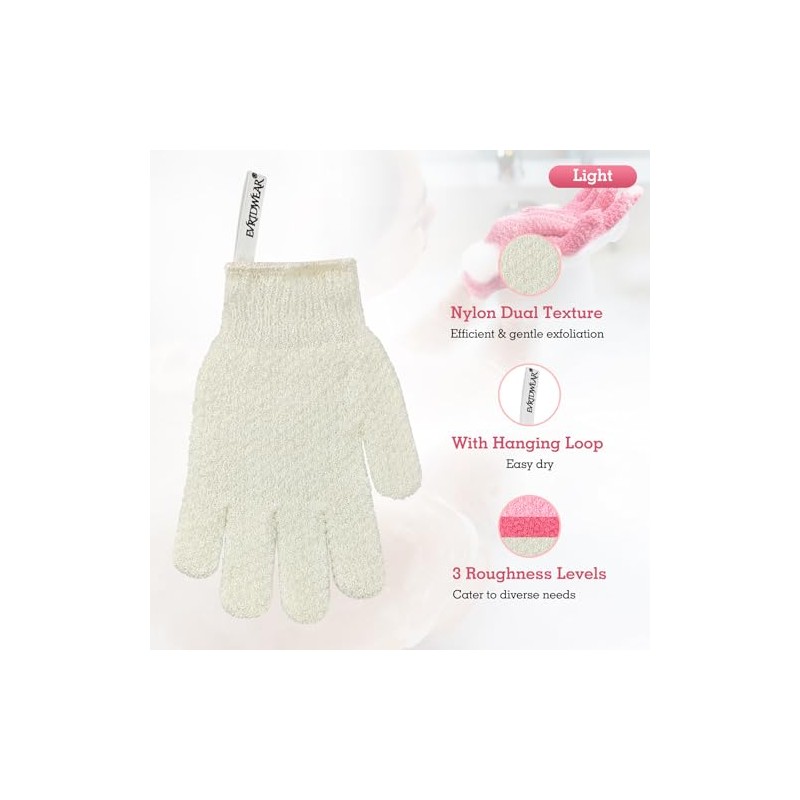 Evridwear - Guantes exfoliantes para baño, ducha, limpieza profunda, acné