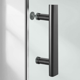 Shower Door Handle 145mm Hole to Hole Stainless Steel Door Handle Replacement Shower Door Handles with Plastic Knobs for Shower Enclosures Room Sliding Push Pull Glass Door, 1 Pack