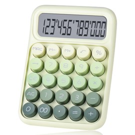 Mechanical Pushbutton Calculator,12 Digit Large LCD Display,Big Buttons Easy to Press,Colorful Candy Calculator,Automatic Sleep,with Battery.for Office,School, Home. (Green)