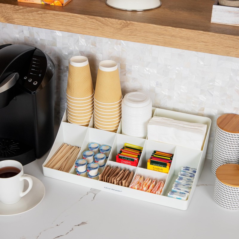 Mind Reader Cup and Condiment Station, Countertop Organizer, Coffee Bar,