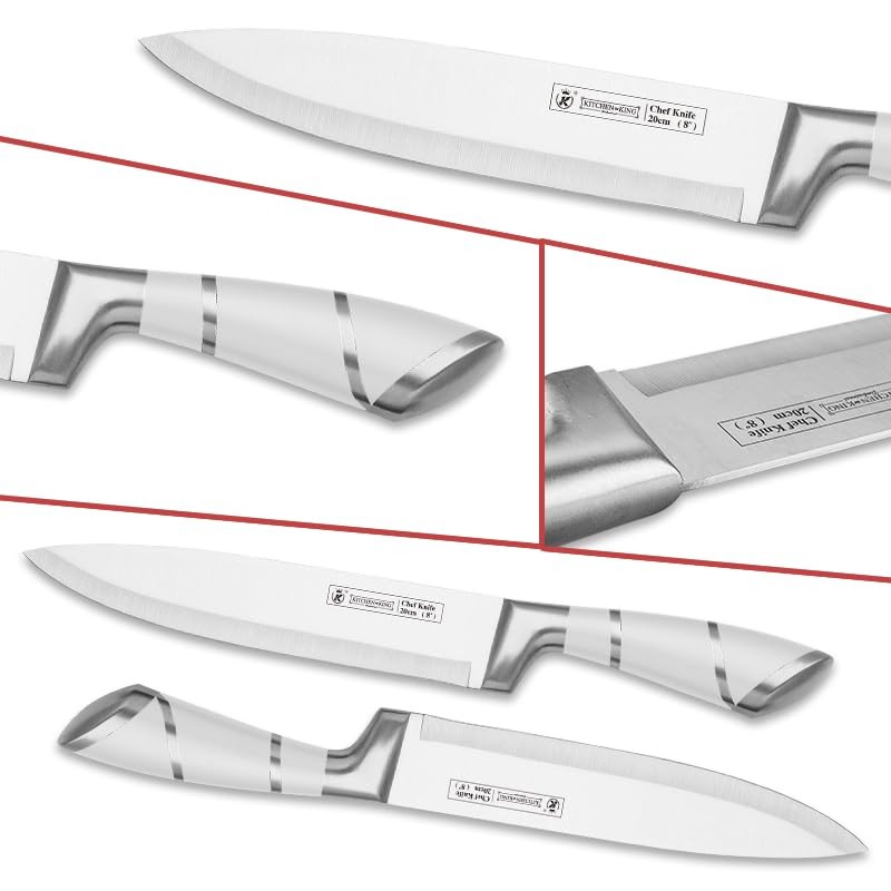 Kitchen Knife Set, Retrosohoo 9-Piece White Sharp Non-Stick Coated Chef