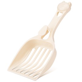 Depets Cat Litter Scoop, Litter Scoop with Wide Slats, Kitty Litter Scooper for Pine Pellets, Durable Plastic Litter Sifter Scoop - Designed for Easy Sifting, Milky White