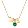 Ursilver Initial Birthstone Necklace for Women, 14K Gold Plated Heart
