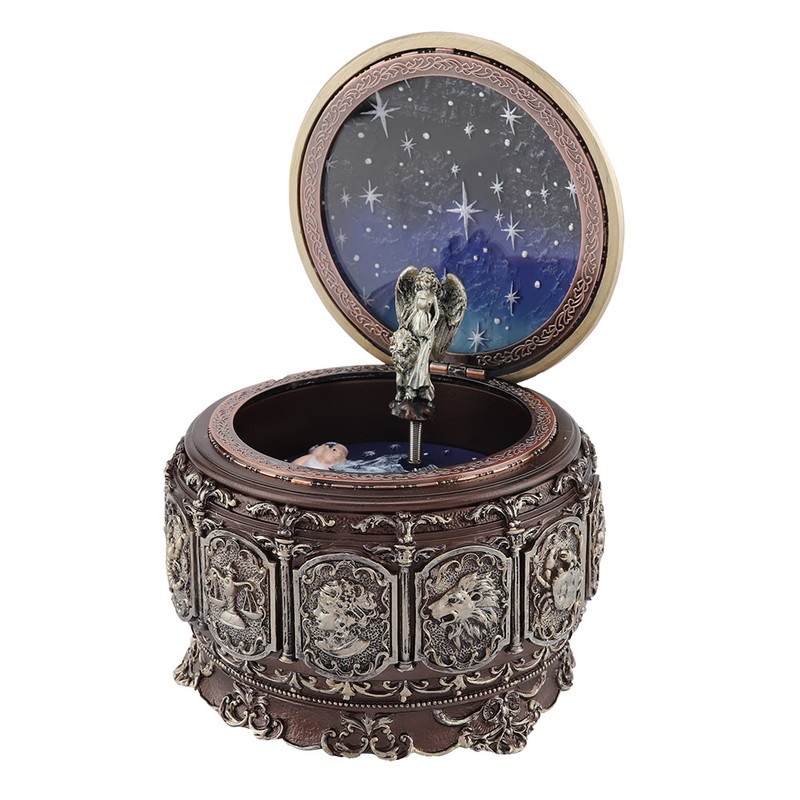 Vintage Music Box with 12 Constellations Rotating Goddess Twinkling LED