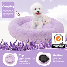 VCKAS Dog Bed Cat Beds Dog Bed Medium Size Washable Dog Bed, Small Dog Bed Jacquard Fluffy Plush Anti Slip Bottom,23 Inch,Purple