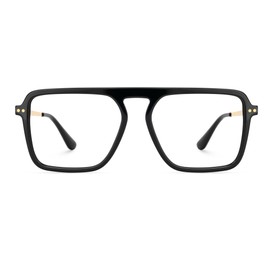 Zeelool Trendy Aviator Eyeglasses Frame with Non-prescription Clear Lens for Men ZJGX821109-01 Black