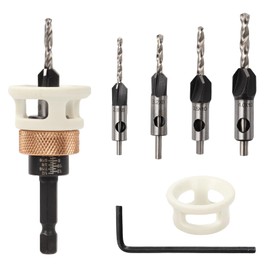 4PCS Countersink Drill Bit Set, Woodworking Countersink Drill Bit with Adjustable Depth Stop and Allen Wrenches, Quick Change Hex Shank Drill Bits Woodworking Tools 82-Degree Chamfer