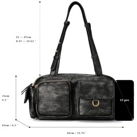 molshine Women's Shoulder Bags, Y2k Retro Hobo Clutch Purses, Multipocket Soft Punk Satchel Tote Handbags (Dark Grey)