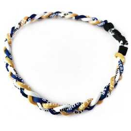 Drip Baseball Necklace Rope Braided Necklace Player Gameday Necklace (Gold/Navy/White, 16")