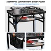 MSDADA Folding Grill Table, Height Adjustable Aluminum Table with Mesh
