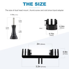 YALLSAME Dual Mount Twin Adapter for GoPro Hero 13 12 11 10 9 8 7 6 5 4 3 Black Mini Session Max AKASO DJI Osmo Action Camera with 2 in 1 Tripod Mount Adapter