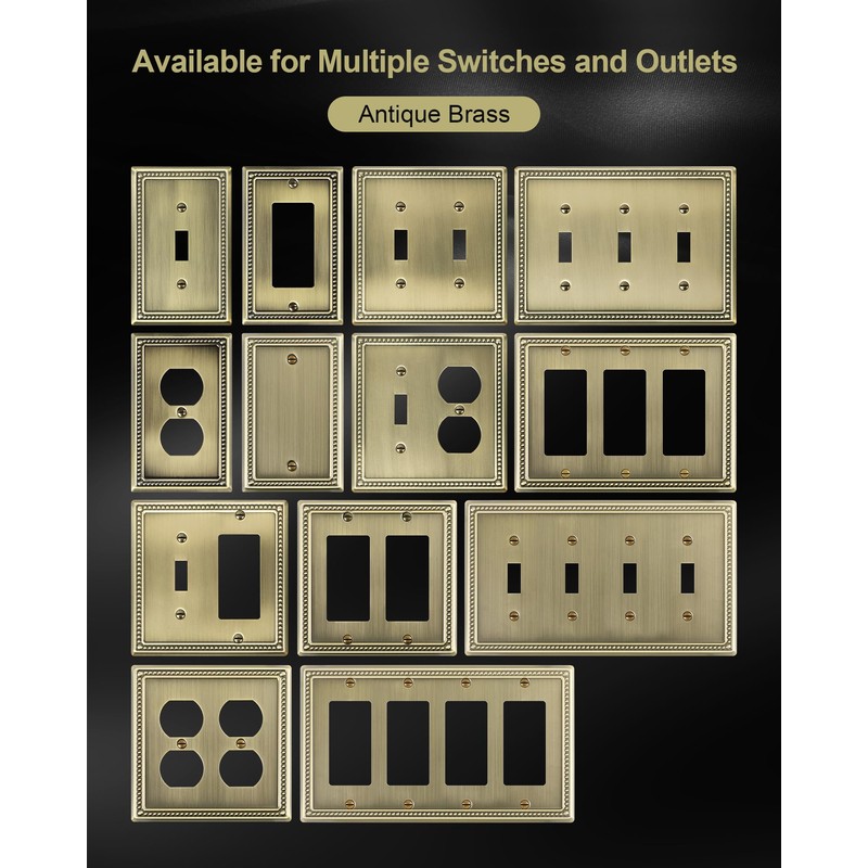TREEWELL 4-Pack Single Toggle Light Switch Cover Plate, Pearls Decorative