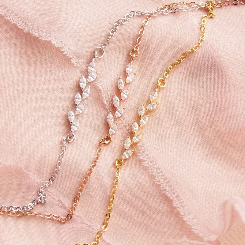 Pancert Rose Gold Leaf Bracelet for Women Dainty Cute Tiny