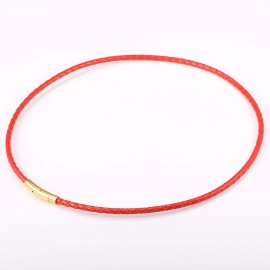 4mm/6mm Man-made Leather Necklace Choker for Men Boys Red Black Brown Braided Rope Chain Male Push Clasp Jewelry GiftsColor: 4mm Red UN149, Length: 30inch 75cm