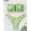 ZAFUL Off Shoulder Bandeau Bikini Set High Cut Drawstring Ruffle
