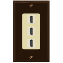 RiteAV 3 Port HD 2.0 Decorative Wall Plate 1 Gang [Brown/Ivory]