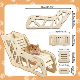 Noaxylic Versatile Scaletta per Criceti, Casetta per Criceti in Legno con Scaletta, Porcellini d'India, Conigli, Accessorio per Gabbia di Animali Piccoli, Scala per Arrampicata