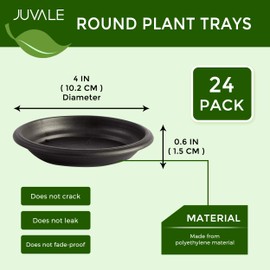 Juvale Round Plant Trays (4 in, Black, 24 Pack)